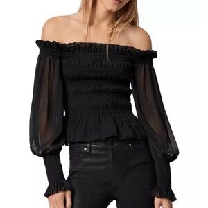 Express Off The Shoulder Black Long Sleeve Blouse, XS